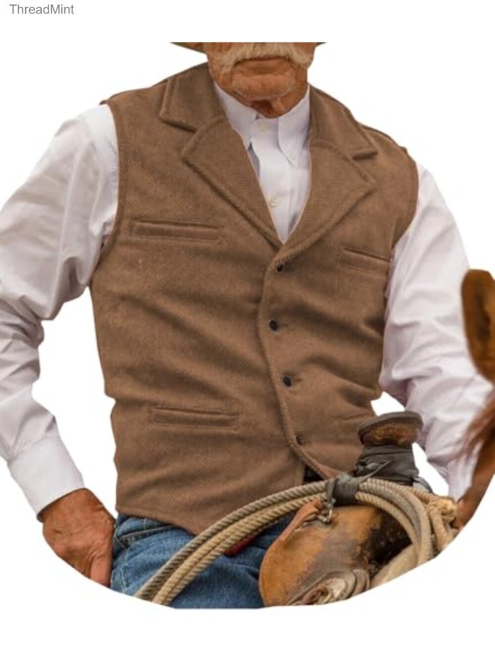 Mens Tweed Vest Herringbone Waistcoat Polyester Wool Blend Wedding Business